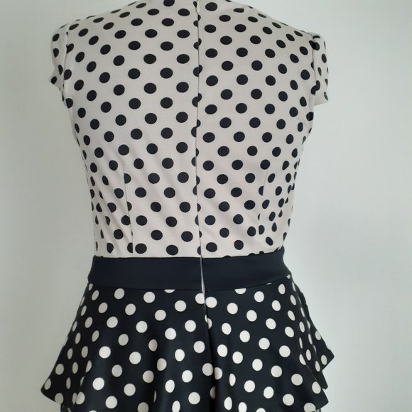 ELLE Polka Dot Peplum Dress - Size 4 - Picture 3 of 9